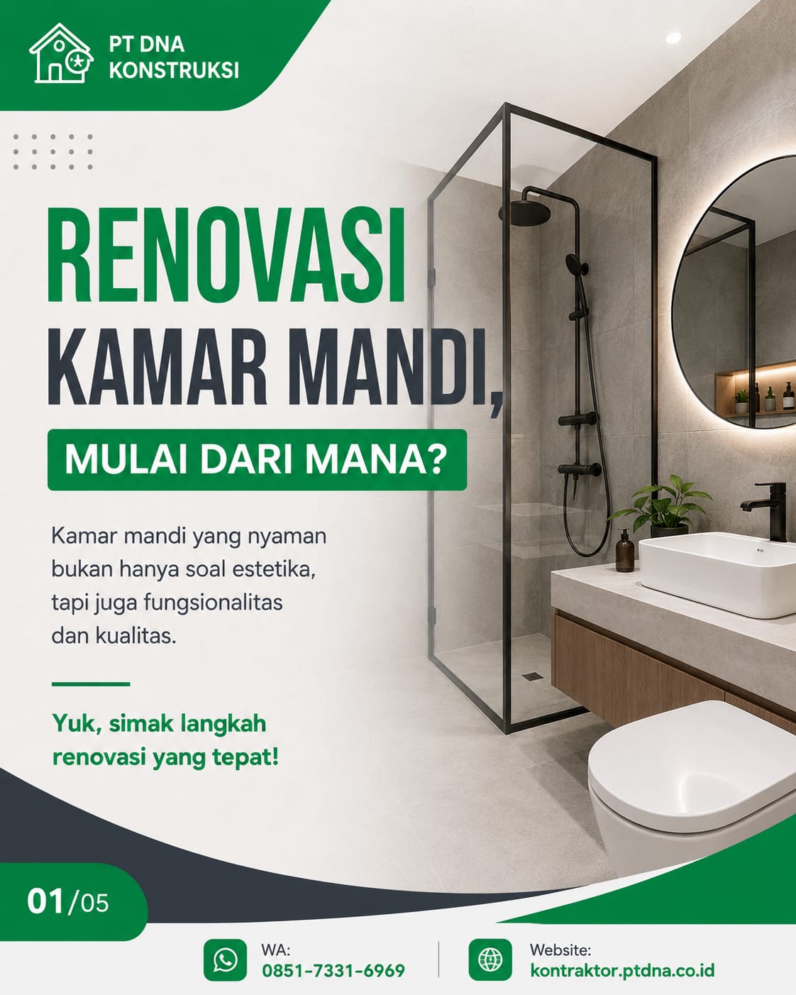 Renovasi kamar mandi modern mulai dari perencanaan hingga proses pembangunan