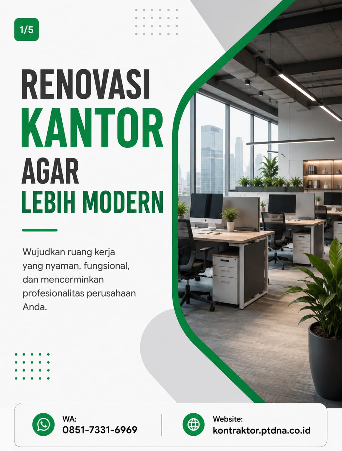 renovasi kantor modern dengan desain ruang kerja profesional